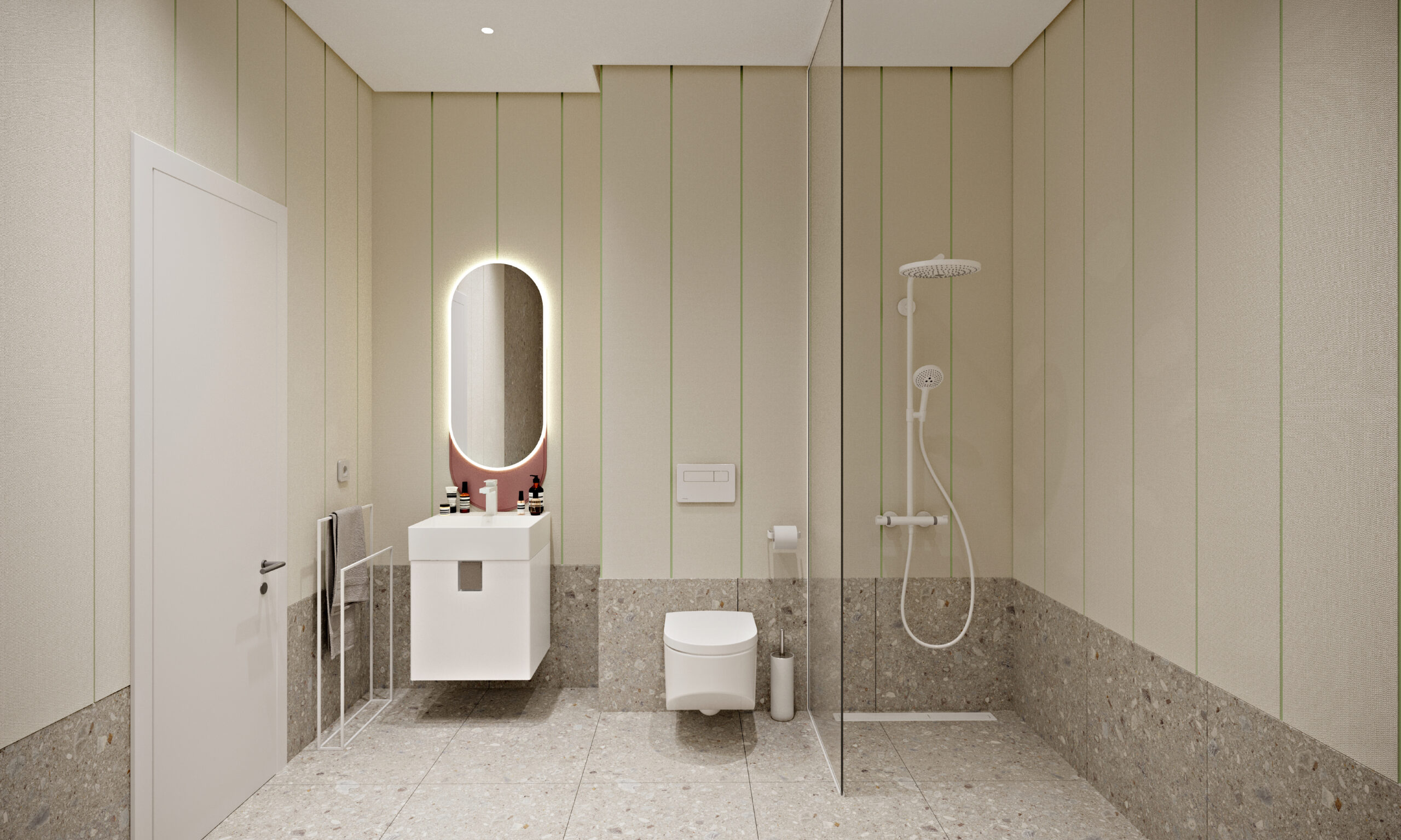 Baie cu finisaje premium în apartamentele 303 by Rădăcini